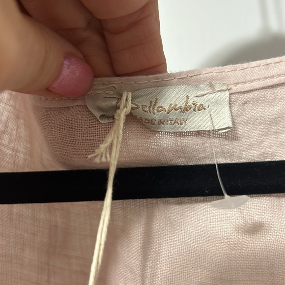 Bella Umbra Pink Linen open front topper lace trim Made In Italy OS - Picture 2 of 6